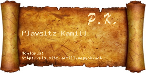 Plavsitz Kamill névjegykártya
